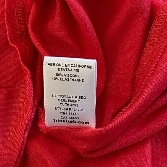 Trina Turk Red Sleeveless Jersey Short Dress w/ Tie Draped Scoop Neck Sz P - Picture 9 of 9